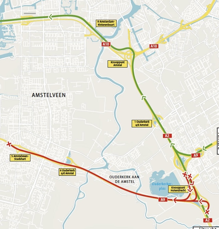 Afsluitingen A9 Badhoevedorp Holendrecht Vanaf Vrijdag 26 Januari 2024